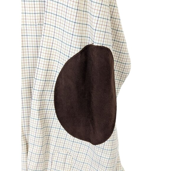 Ralph Lauren Men size XL Plaid Button Up Shirt Suede Elbow Patches Equestrian - Picture 6 of 16